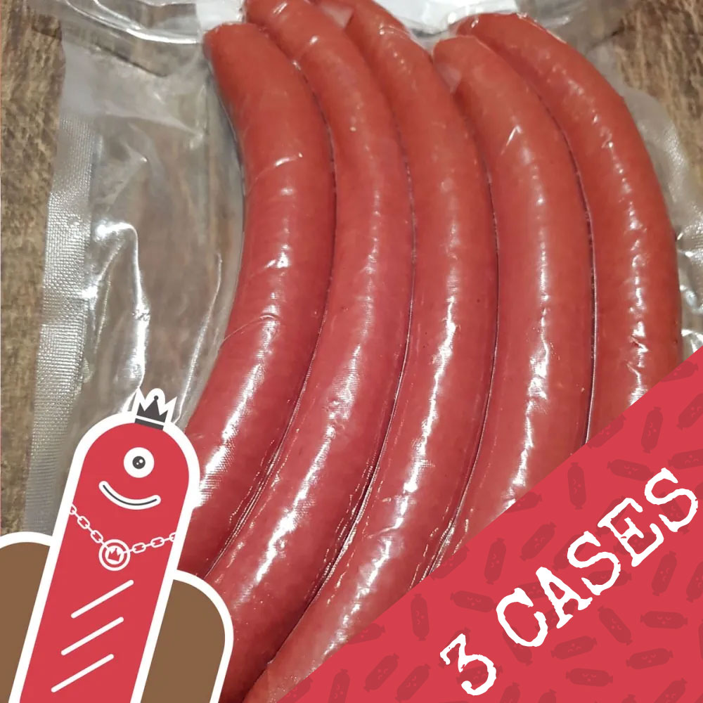 3 x Whole Cases (510 pcs) British Bulldog Beef Frankfurters
