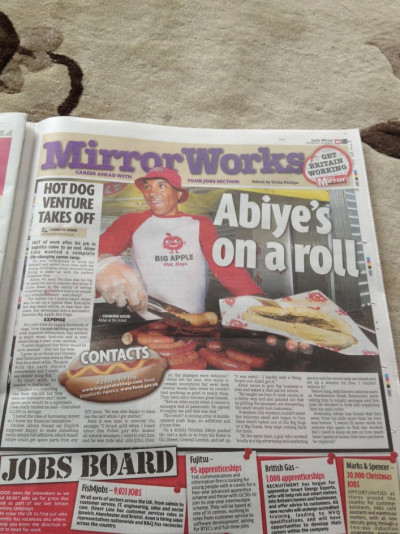 Big Apple Hot Dogs Abiye's on a roll Mirror article