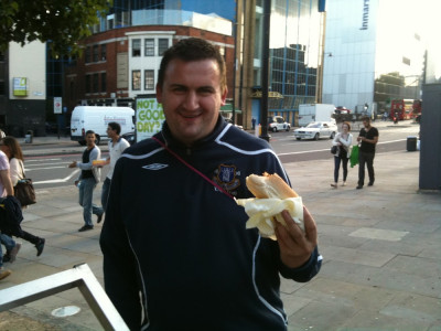Big Apple Hot Dogs first customer on the second day